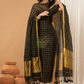 Jet Black | Handloom Jamdani Linen Unstitched 2-Piece Kurti