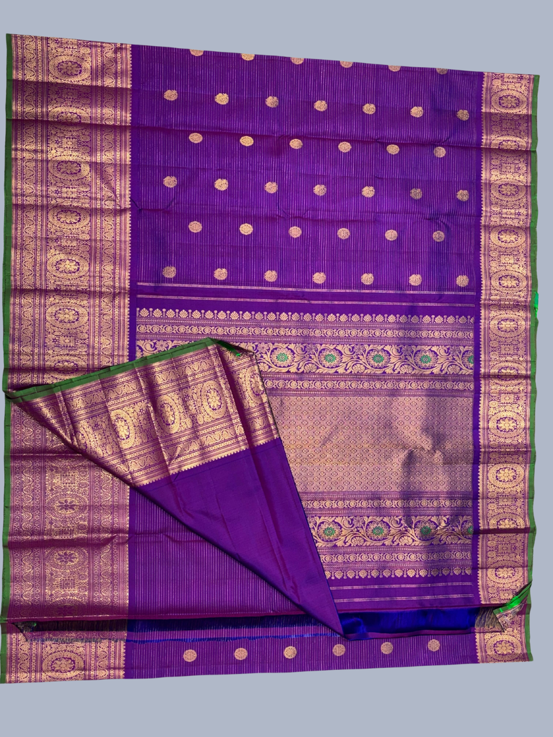 Pure Handwoven Kanchi Silk Saree Dark Purpule -206