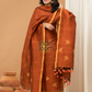 Terracotta Orange | Handloom Jamdani Linen Unstitched 2-Piece Kurti