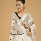Kota Doria Handpainted Saree With Pearl White - 007 - indeloom