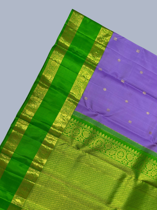 Pure Handwoven Gadwal Silk Saree With Pogeon Blue - 010