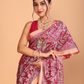 Organza Embroidery Saree With Bright Pink - 102