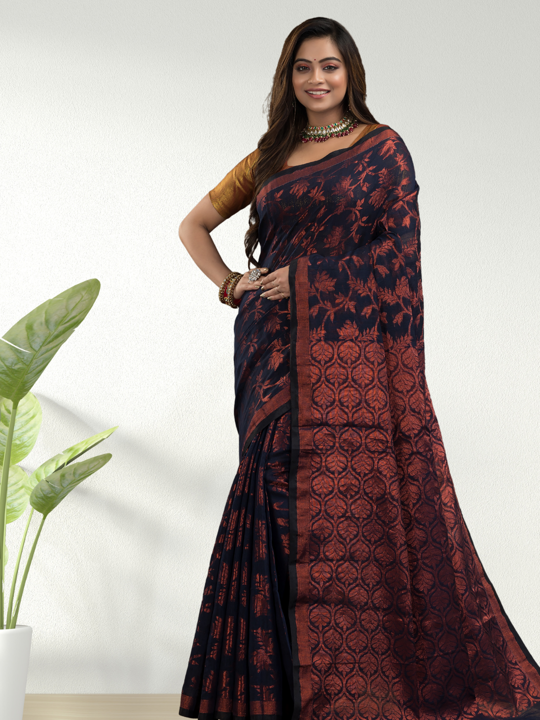 Grape Purple Jamdani Saree - 013