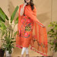 Burnt Orange | Handloom Jamdani Muslin Unstitched 2-Piece Kurti | Tantuj Design