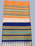 Orange and Blue Handloom Vidarbha Tussar Silk Saree with Multicolor Contrast Border -012