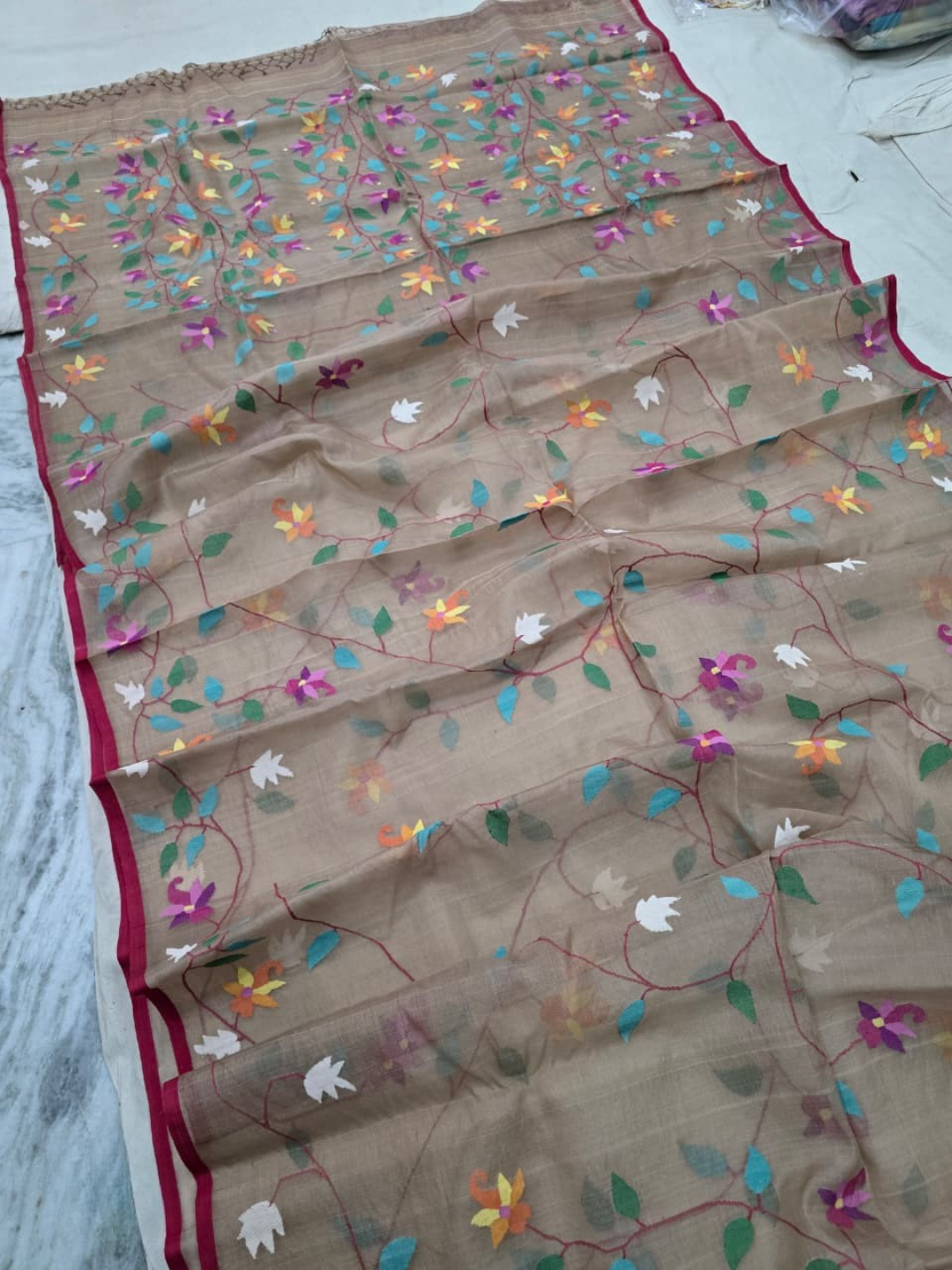 Handwoven Pure Handwoven Pure Muslin Saree |  Brown