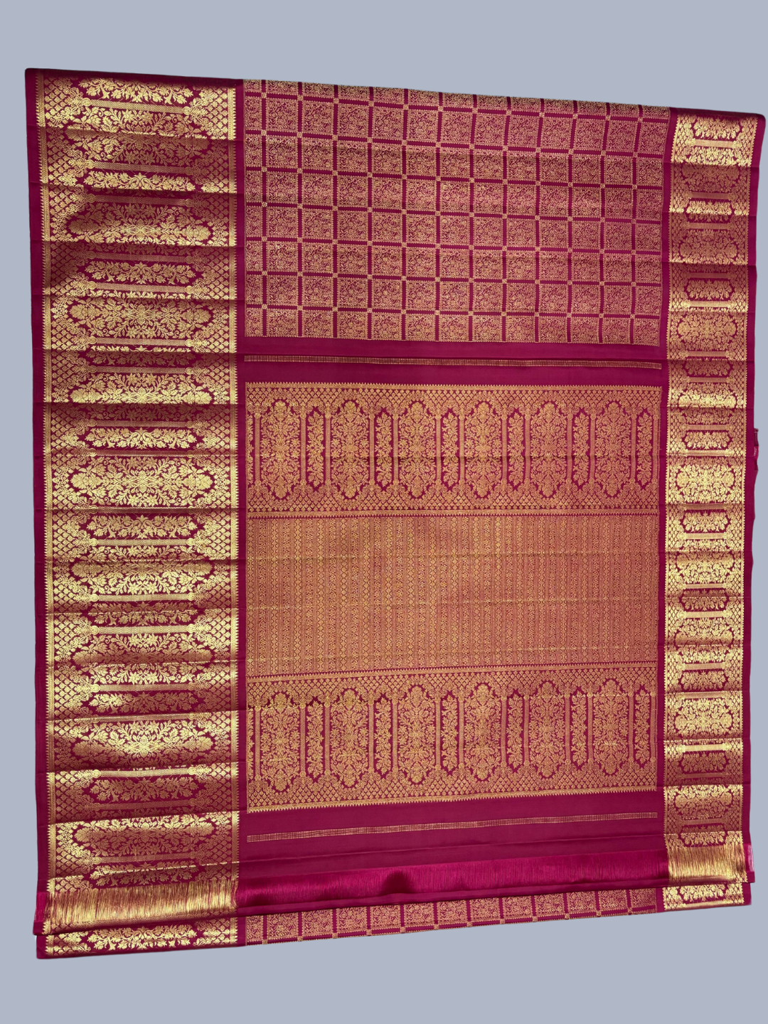 Pure Handwoven Kanchi Silk Saree In Coral Pink -216