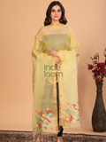 Pure Handloom Muslin Jamdani Dupatta With Pale Yellow  - 001