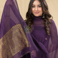 Midnight Plum | Handloom Jamdani Muslin Unstitched 2-Piece Kurti | Classic Design
