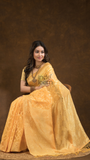 Geometric woven design Silk blend Saree | Sunflower Yellow