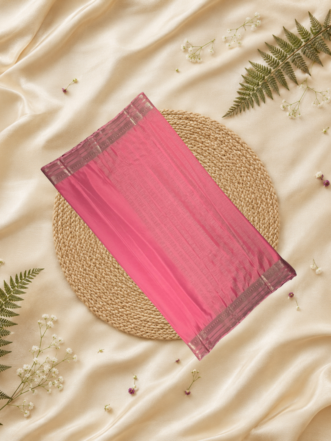 Mysore Silk Saree With Baby Pink