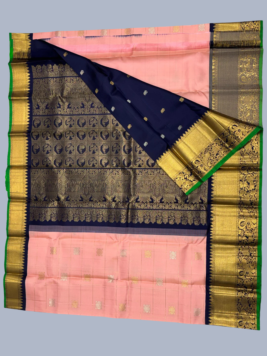 Pure Handwoven Gadwal Silk Saree Rose Pink -194