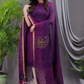Deep Violet | Handloom Jamdani Linen Unstitched 2-Piece Kurti