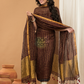Handwoven Jamdani Linen Kurti  |  Espresso Brown