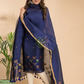 Handwoven Jamdani Cotton Linen Kurti  |  Steel Blue