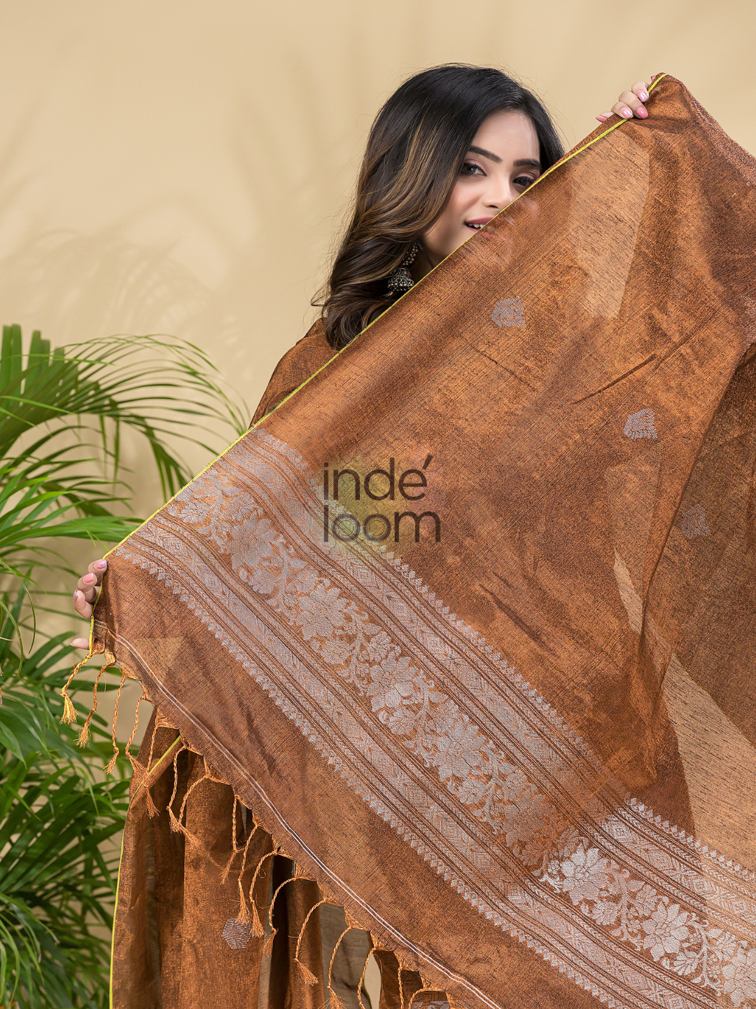 Handwoven Jamdani Muslin Kurti  |  Chocolate Brown