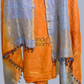 Neon Orange Handloom Linen X Linen 2-Piece Set Kurti & Dupatta (UNSTITCHED) - 859