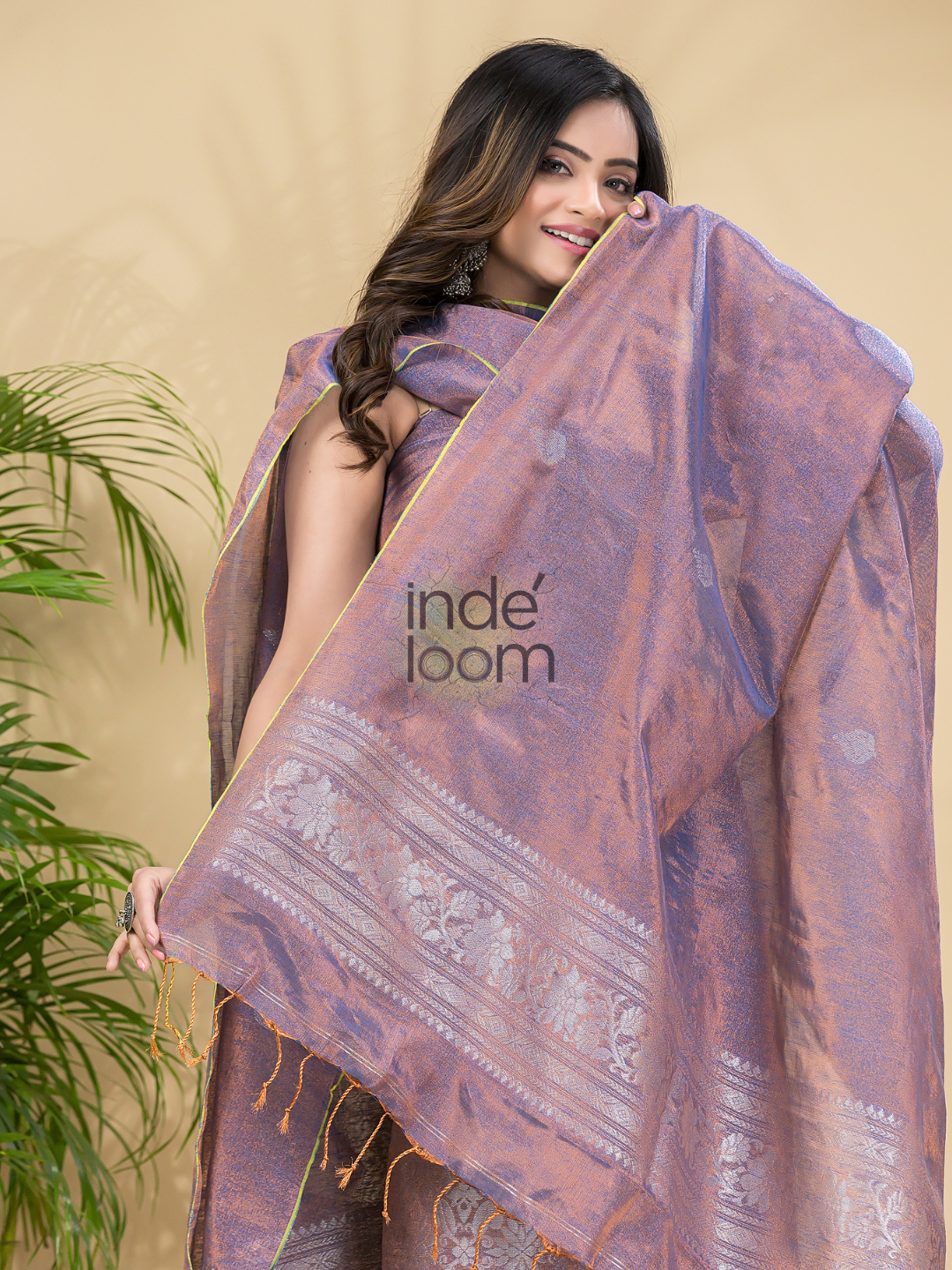Handwoven Jamdani Linen Kurti  |  Royal Purple
