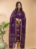 Wine Purple Linen X Linen 2-Piece Set Kurti & Dupatta (UNSTITCHED) - 070