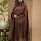 Cocoa Husk | Handloom Jamdani Cotton Unstitched 2-Piece Kurti | Meenakari Design
