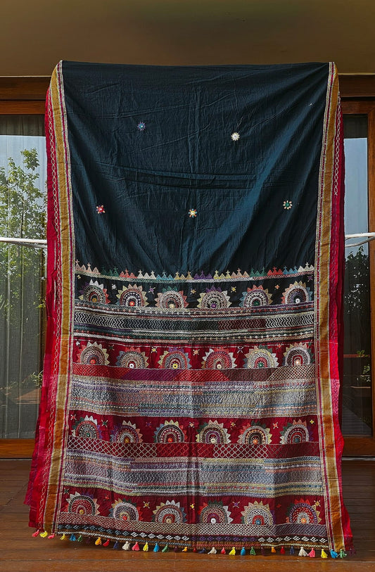 Traditional Ilkal Cotton Silk Saree  |  Rich Black