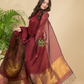 Mahogany Wine | Handloom Jamdani Muslin Unstitched 2-Piece Kurti | Classic Design