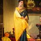 Handloom Korvai Silk Cotton Saree  |  Peacock Teal