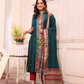 Teal Green | Handloom Jamdani Linen Unstitched 2-Piece Kurti | Baluchari Design