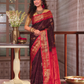 Pure Handloom Korvai Saree | Dark Brown and Rani Pink
