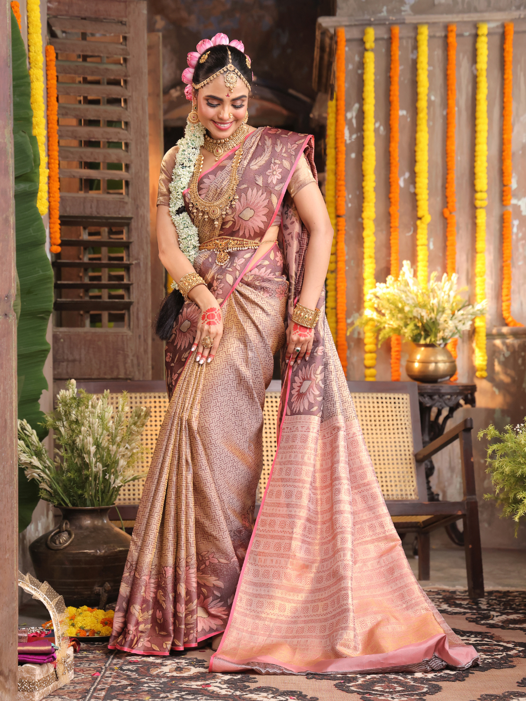 Silk Mark Certified Handloom Kanjivaram Silk Saree  |  Pistachio Green