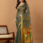 Handwoven Jamdani Silk Tissue Linen Saree | Deep Teal
