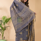 Silver White  Linen X Linen 2-Piece Set Kurti & Dupatta (UNSTITCHED) -094