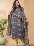 Silver White  Linen X Linen 2-Piece Set Kurti & Dupatta (UNSTITCHED) -094