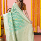 Classic Benarasi Katan Semi Silk Saree | Mint Green