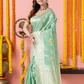 Classic Benarasi Katan Semi Silk Saree | Mint Green