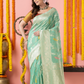 Classic Benarasi Katan Semi Silk Saree | Mint Green