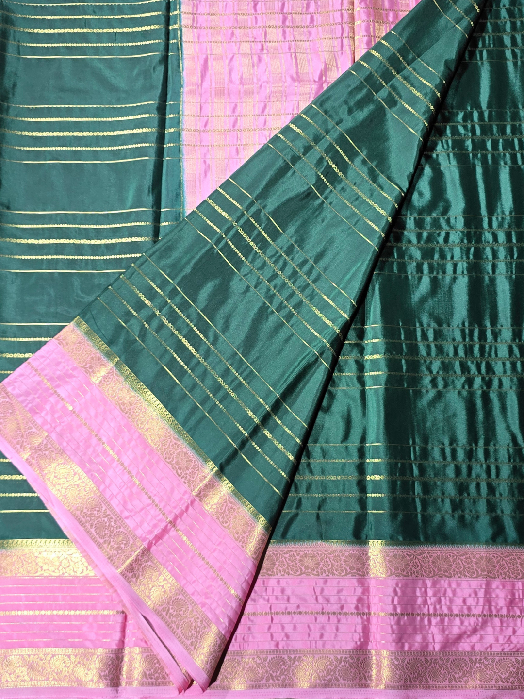 Classic Mysore Silk Saree  |  Teal Green