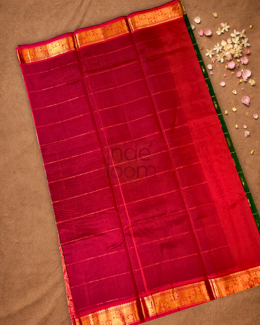 Pure Handloom Korvai Saree |Jungle Green