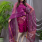 Orchid Purple Matka Jamdani 2-Piece Set Kurti & Dupatta (UNSTITCHED) - 107