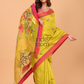 Silk Saree With Neon Yellow - 138