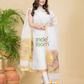 Lace White Sequin Paithani Jamdani 2-Piece Set Kurti & Dupatta (UNSTITCHED) -899