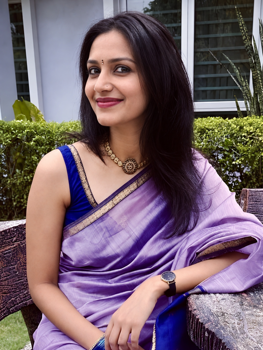 Maheshwari Silk Cotton Saree – Festive Elegance | Lavender