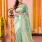 Classic Benarasi Katan Semi Silk Saree | Mint Green