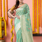 Classic Benarasi Katan Semi Silk Saree | Mint Green