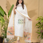 Cotton White Jamdani 2-Piece Set Kurti & Dupatta (UNSTITCHED) -790