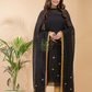 Off Black Linen X Linen 2-Piece Set Kurti & Dupatta (UNSTITCHED) -096
