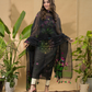 Dark Black Jamdani 2-Piece Set Kurti & Dupatta (UNSTITCHED) -762