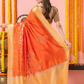 Classic Benarasi Katan Semi Silk Saree | Bright Orange
