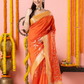 Classic Benarasi Katan Semi Silk Saree | Bright Orange