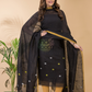 Off Black Linen X Linen 2-Piece Set Kurti & Dupatta (UNSTITCHED) -096